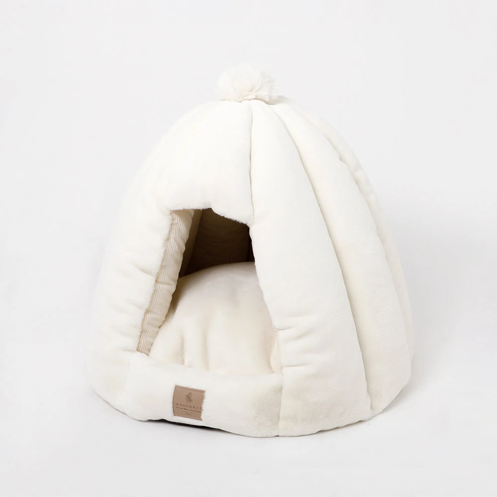 product_image_1763721789.webp ファードーム型セミクローズドファーペットハウス クッション付 - 画像 (1)