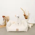 撥水お星さまとお月さま柄刺繍キルティングクッションベッド - 画像 (2)