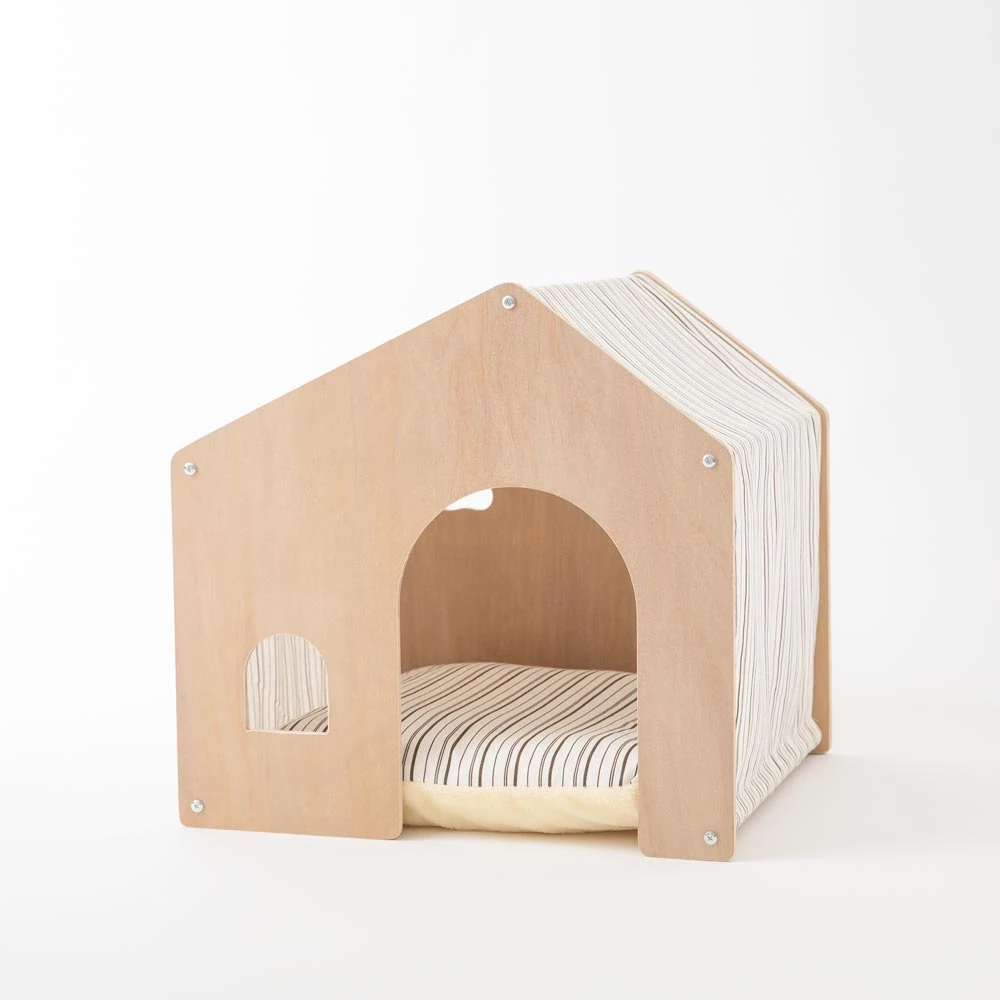 product_image_1763723482.webp 室内用ストライプペットハウス クッション付 - 画像 (1)