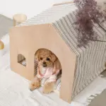 室内用ストライプペットハウス クッション付 - 画像 (6)