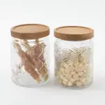 リーフ柄ウッド蓋ガラスキャニスター - 画像 (6)