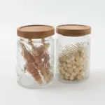 レトロ柄ウッド蓋ガラスキャニスター - 画像 (6)