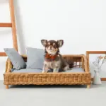 スクエアラタンベッド　クッション付き - 画像 (2)