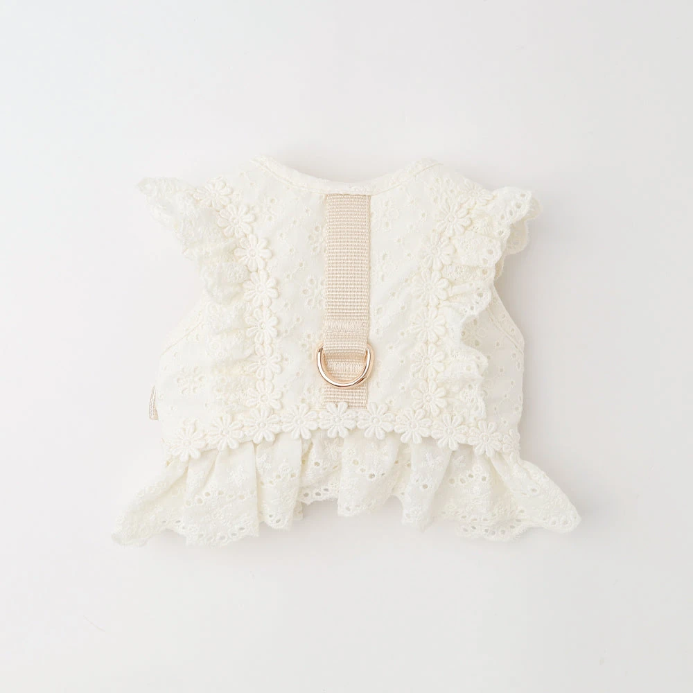 product_image_1763950227.webp コットンレースフリルハーネス+リードSET【名入れ刺繍対応】 - 画像 (1)