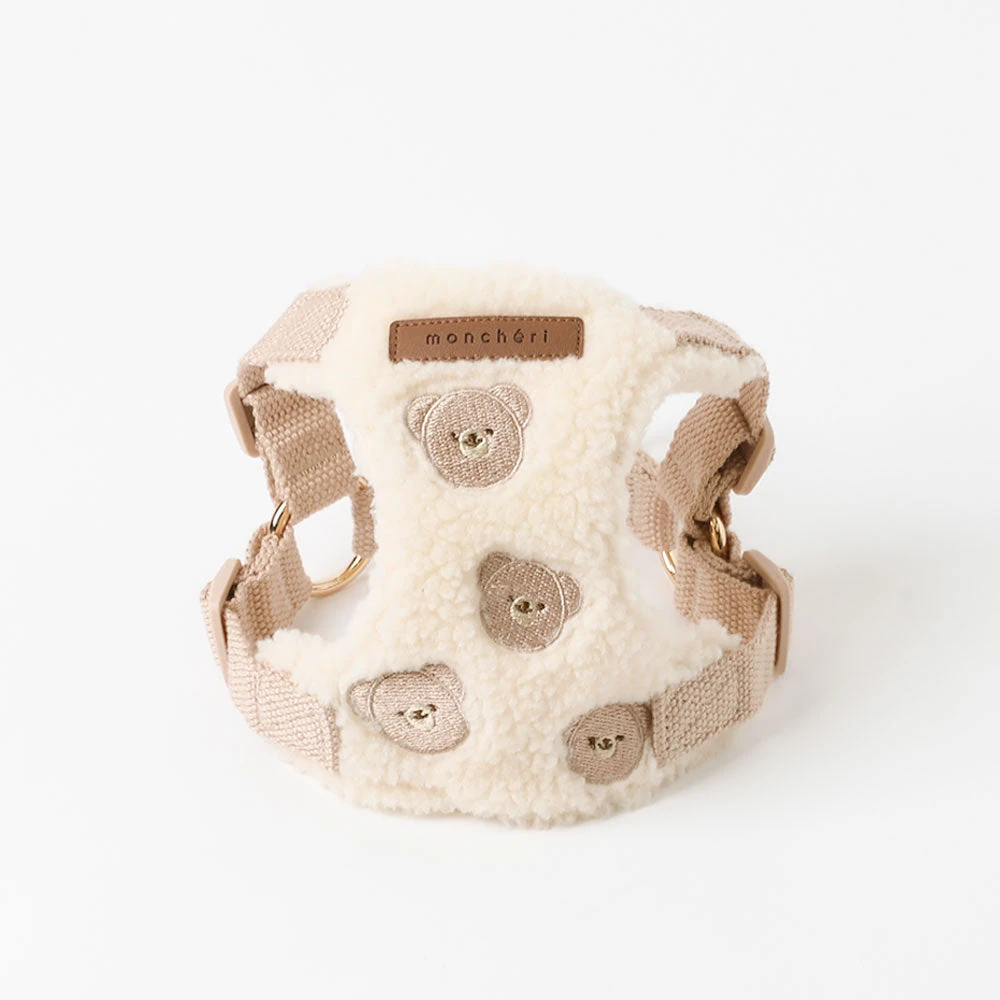 product_image_1763952377.webp くまさん刺繍ボアハーネス+リードSET【名入れ刺繍対応】 - 画像 (1)
