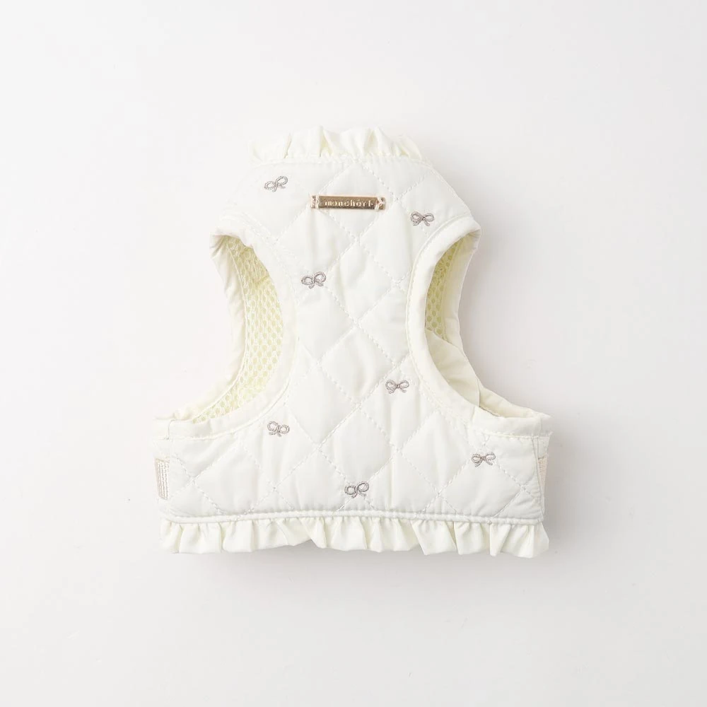 product_image_1763954659.webp リボン刺繍フリルキルティングハーネス+リードSET【名入れ刺繍対応】 - 画像 (1)